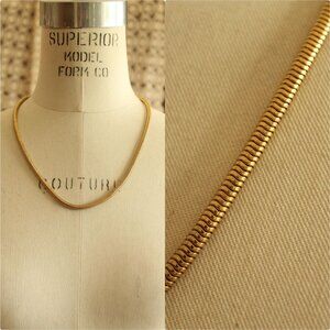 Vintage Snake Chain Necklace, Gold Tone Serpentine, 21" Length, Costume Jewelry